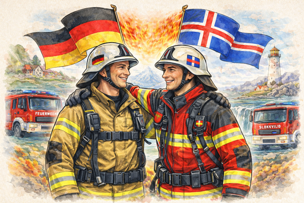 symbolbild deutsch isländische feuerwehrfreundschaft
